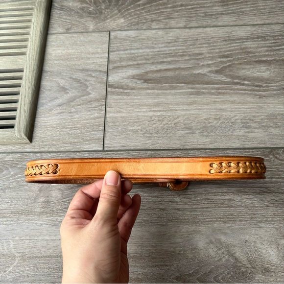 Vintage Mexico Western Style Braided Embossed Leather Belt - Picture 3 of 15